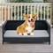 Rattan Dog Bed with Waterproof Soft Cushion for Medium Small Dogs Cats-Grey